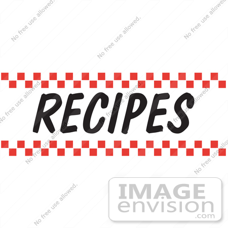 #29494 Royalty-free Cartoon Clip Art of a "Recipes" Sign With Red Checker Borders by Andy Nortnik
