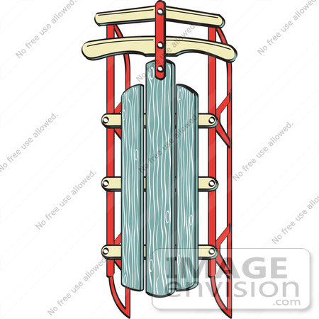 #29499 Royalty-free Cartoon Clip Art of a Retro Wooden and Metal Winter Sled by Andy Nortnik