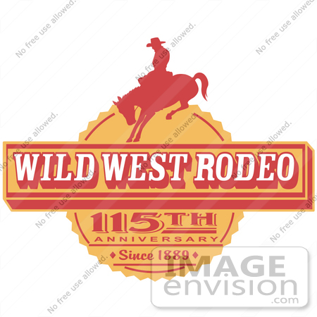 #29502 Royalty-free Cartoon Clip Art of a Vintage Wild West Rodeo Advertisement With a Cowboy Riding a Bucking Bronco by Andy Nortnik