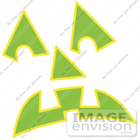 #29503 Royalty-free Cartoon Clip Art of a Green Pumpkin Face Glowing in the Dark by Andy Nortnik