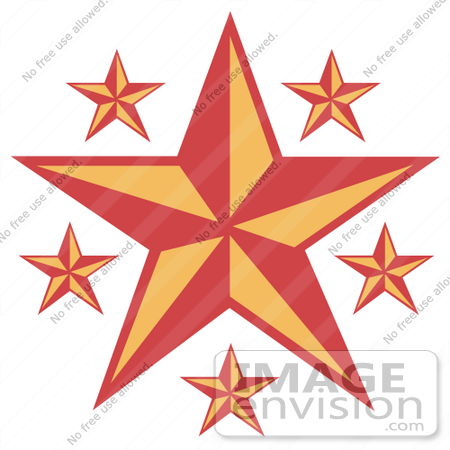 #29515 Royalty-free Cartoon Clip Art of a Red And Orange Stars Over A White Background by Andy Nortnik