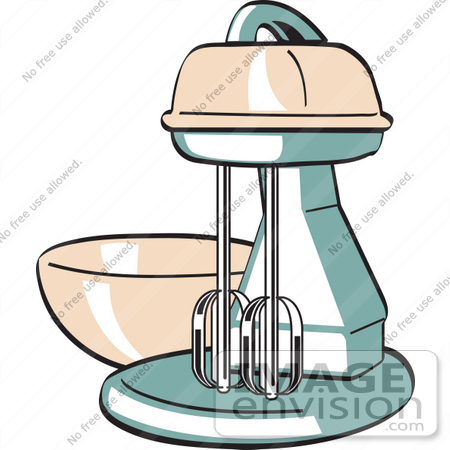 #29580 Royalty-free Cartoon Clip Art of a Pink And Green Electric Kitchen Mixer by Andy Nortnik