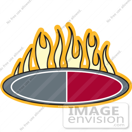 #29581 Royalty-free Cartoon Clip Art of a Flames Above an Oval by Andy Nortnik