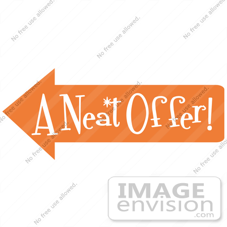 #29583 Royalty-free Cartoon Clip Art of a Vintage Sign Showing An Orange Arrow Pointing Left And Reading "A Neat Offer. by Andy Nortnik