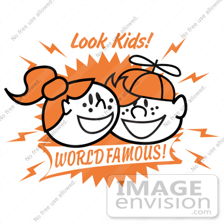 #29586 Royalty-free Cartoon Clip Art of a Two Happy Freckled Redheaded Kids, One Boy and One Girl by Andy Nortnik