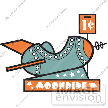 #29601 Royalty-free Cartoon Clip Art of a Children’s Rocket Ride To The Moon, With A Coin Slot For One Cent by Andy Nortnik