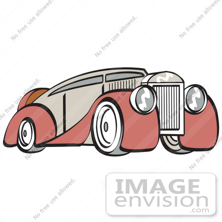 #29603 Royalty-free Cartoon Clip Art of a Red and Grey Luxury Sedan Car by Andy Nortnik