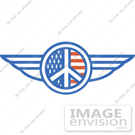 #29608 Royalty-free Cartoon Clip Art of a Winged American Peace Sign by Andy Nortnik