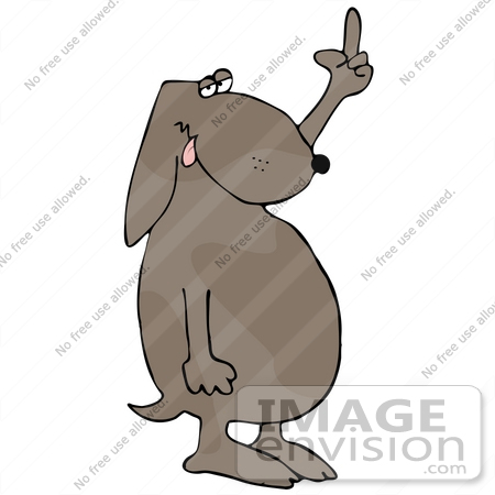 #29720 Clip Art Graphic of a Grumpy Mutt Dog Flipping Somone Off by DJArt