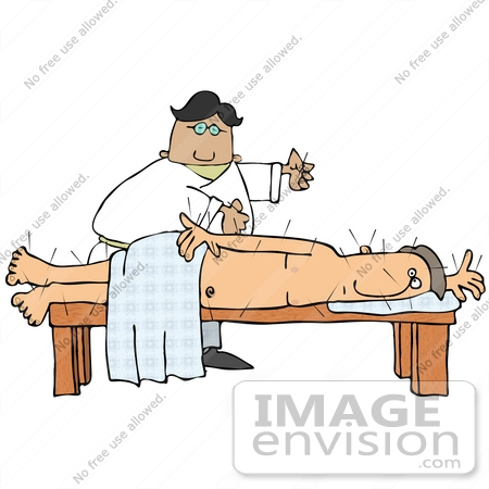 #29784 Clip Art Graphic Chinese Acupuncturist Inserting Needles Into A Nude Man’s Back During Therapy by DJArt