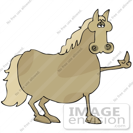 #29794 Clip Art Graphic of a Fed Up Horse Flipping People the Bird and Refusing to be Ridden by DJArt