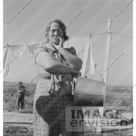 #2980 Woman Standing by Laundry Lines by JVPD