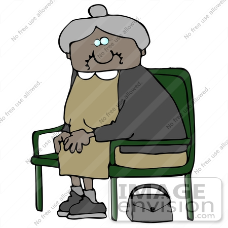 #29808 Clip Art Graphic of a Woman With a Hairy Lip Seated in a Chair by DJArt