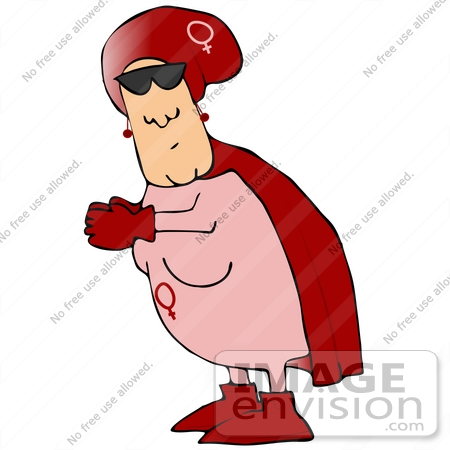 #29833 Clip Art Graphic of a Super Hero Woman in Red and Pink by DJArt