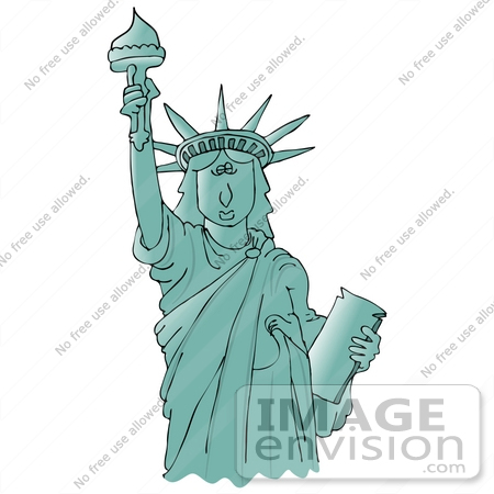 #29839 Clip Art Graphic of the Liberty Enlightening the World or Statue of Liberty Holding The Torch Above Her Head by DJArt