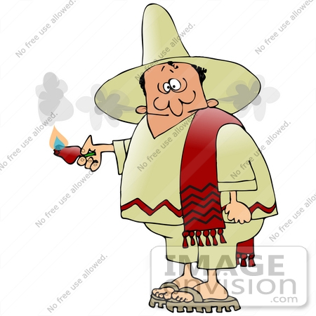 #29843 Clip Art Graphic of a Man Smoking Out Of The Ears After Eating a Spicy Hot Red Pepper While Touring Mexico Clipart Illustration by DJArt