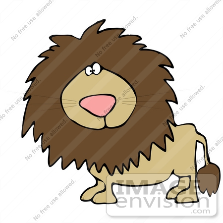 #29880 Clip Art Graphic of a Curious Lion Looking at the Viewer by DJArt