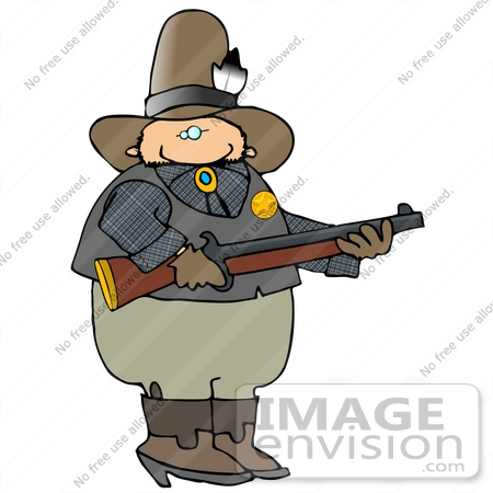 #29913 Clip Art Graphic of a Wester Sheriff Holding a Rifle by DJArt