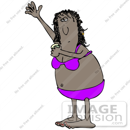 #30390 Clip Art Graphic of a Black Woman In A Bra And Underwear Applying Antiperspirant To Her Armpit by DJArt