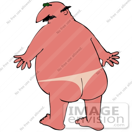#30586 Clip Art Graphic of Unburned Skin Where A Speedo Was On A Sunburnt Caucasian Man’s Butt by DJArt