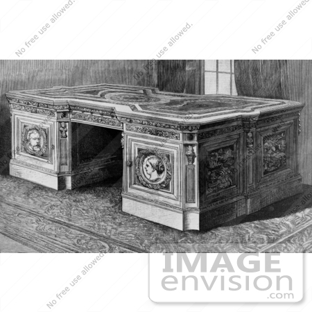 #30636 Stock Illustration of The Resolute Desk, Which Is A Partner’s Desk That Was Given To The 19th American President, Rutherford B. Hayes, From Queen Victoria On November 23rd In 1880 by JVPD