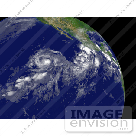 #30637 Stock Photo Of Hurricane Boris To The West-Southwest Of The Southern Tip Of Baja, California And Moving Toward The West At About 14 Mph With Maximum Sustained Winds Near 75 Mph, July 1st 2008 by JVPD