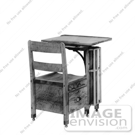 #30640 Stock Photo of a Wooden School Desk Over a White Background by JVPD