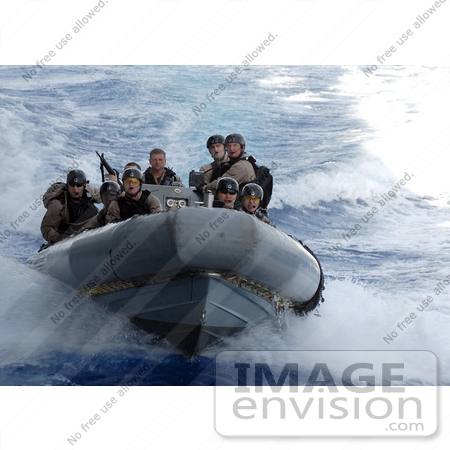 #30652 Stock Photo of United States Navy Sailors Riding a Rigid Hull Inflatable Boat During a Training Exercise by JVPD