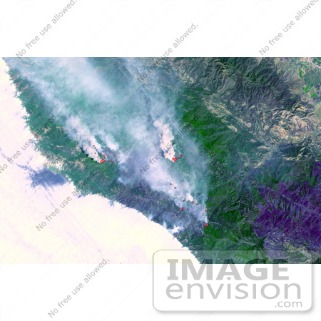 #30657 Stock Photo Of The Fires Burning Near Big Sur, California, As Seen From Space by JVPD