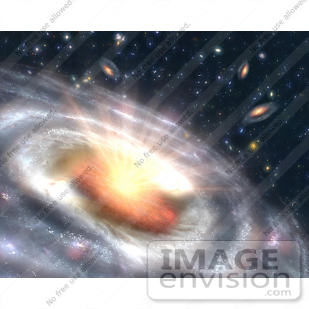 #30662 Stock Photo Of A Growing Quasar, Black Hole, At The Center Of A Faraway Galaxy by JVPD