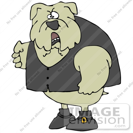 #30675 Clipart Illustration of a Mean Bulldog Wearing Boots and a Vest by DJArt