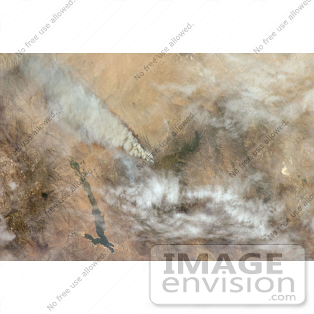 #30717 Stock Phot of The Piute Wild Fire Burning South Of Lake Isabella In The Sequoia National Forest In The Southern Sierra Nevada Mountains In California, As Seen From Space On July 4th 2008 by JVPD