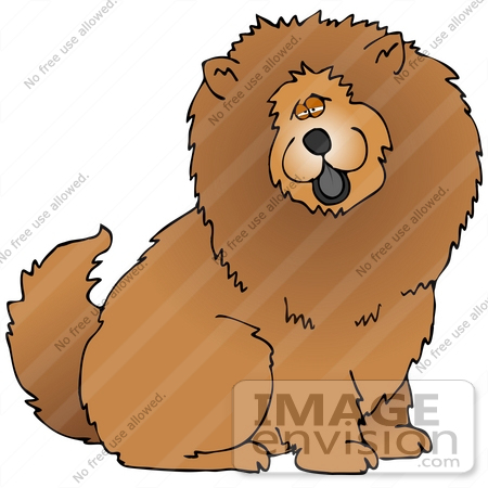 #30801 Clip Art Graphic of a Fluffy And Friendly Chow Chow Dog Showing His Black Tongue by DJArt