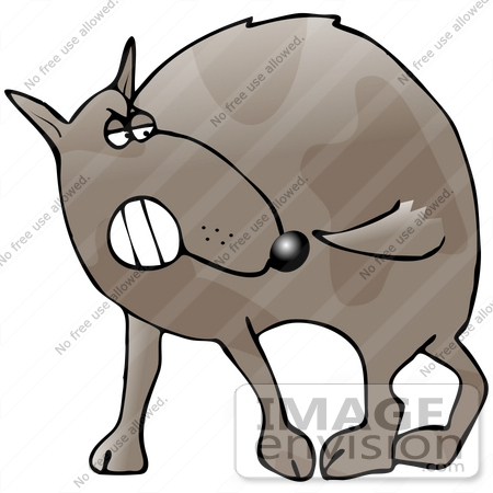 #30804 Clip Art Graphic of a Frustrated Dog Trying To Catch His Own Tail While Running In Circles by DJArt