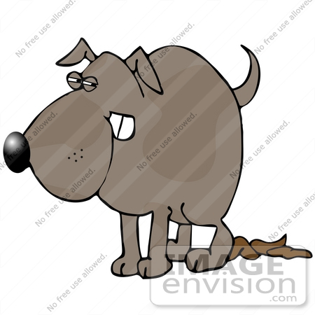 #30806 Clip Art Graphic of a Sneaky Dog Pooping On A Neighbor’s Nice Lawn by DJArt