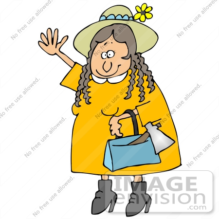#30816 Clip Art Graphic of a Woman, Lizzie Borden, Appearing To Be Friendly While Carrying A Hatchet In Her Purse by DJArt