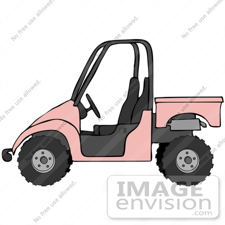 #30825 Clip Art Graphic of a Pale Pink Utv Over A White Background by DJArt