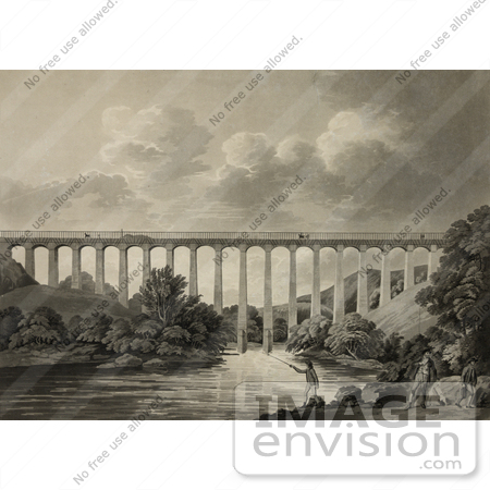 #30840 Stock Illustration of the Pontcysyllte Aqueduct Between Trevor And Froncysyllte, Wrexham, Spanning The River Dee In North East Wales, Britain by JVPD