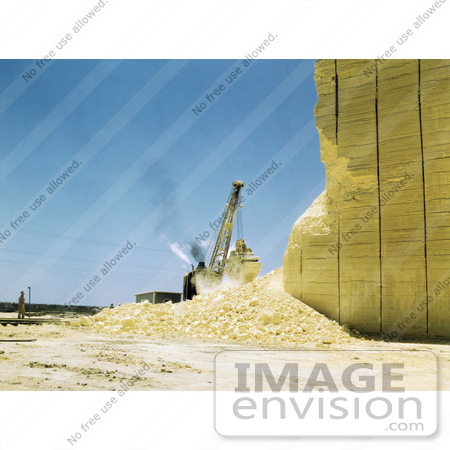 #30950 Stock Photo of a Dragline Excavator Moving Sulphur From A Vat At The Freeport Sulphur Company In Hoskins Mound, Texas by JVPD