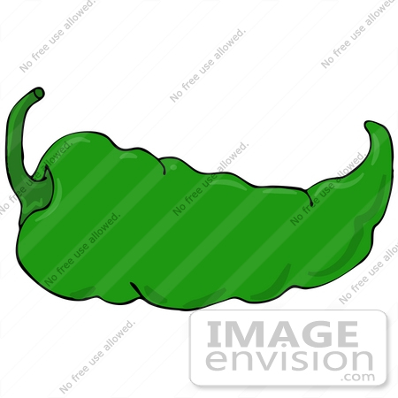 #30954 Clip Art Graphic of a Spicy Hot Green Chilie Pepper With a Green Stem by DJArt