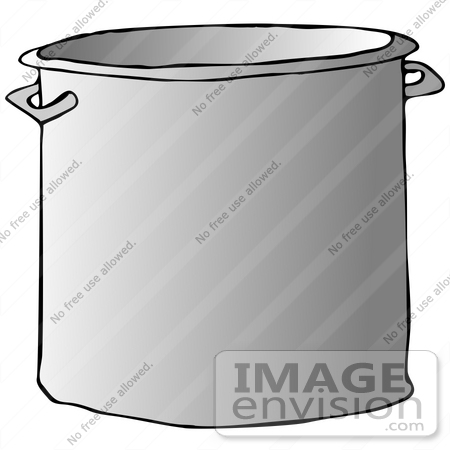 #32094 Clip Art Graphic of a Big Metal Kitchen Stock Pot by DJArt