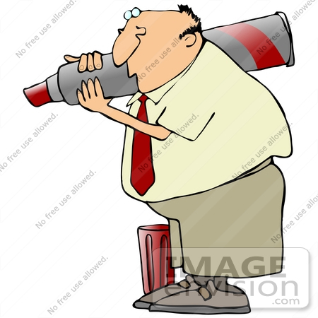 #33022 Clip Art Graphic of a Caucasian Business Man Writing With A Giant Red Marker by DJArt