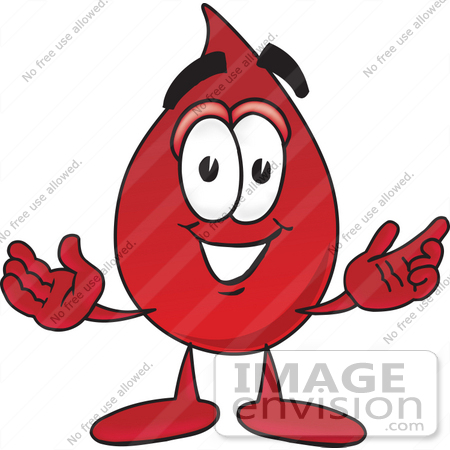 #33381 Clip Art Graphic of a Transfusion Blood Droplet Mascot Cartoon Character With Welcoming Open Arms by toons4biz