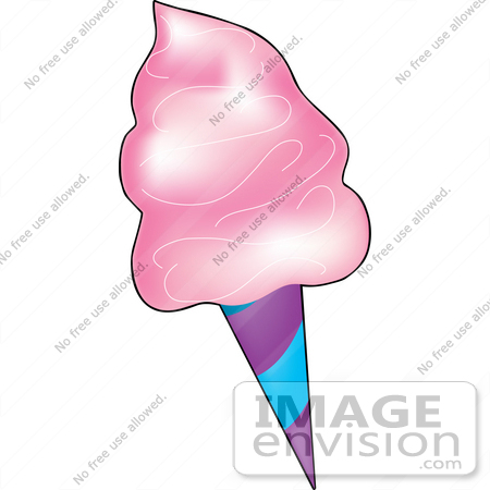 #33426 Clipart of a Blue And Purple Spiral Cone With Pink Cotton Candy by Maria Bell