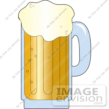 #33427 Clipart of a Mug Of Frothy Beer Pouring Over The Rim Of The Glass by Maria Bell