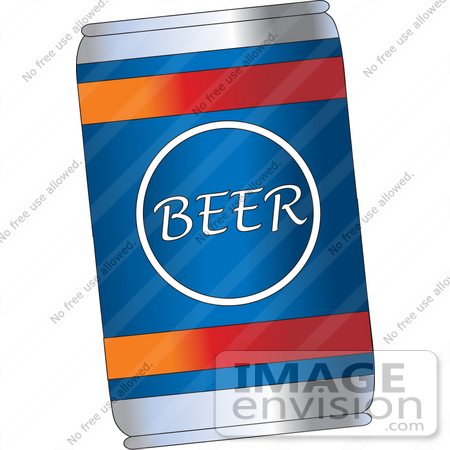 #33444 Clipart of a Blue Can of Beer by Maria Bell