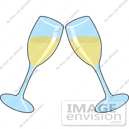 #33448 Clipart Of Toasting Clear Wineglasses Filled With White Wine by Maria Bell