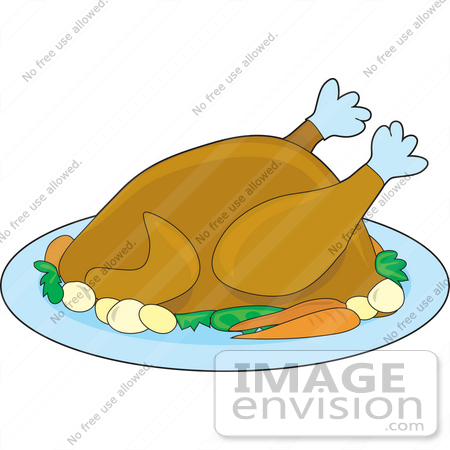 #33449 Clipart Of Carrots And Potatoes On A Platter With A Thanksgiving Or Christmas Turkey by Maria Bell