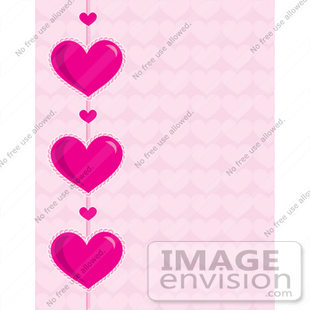 #33473 Clipart Of A Big And Small Pink Hearts Over A Pale Pink Heart Patterned Background by Maria Bell
