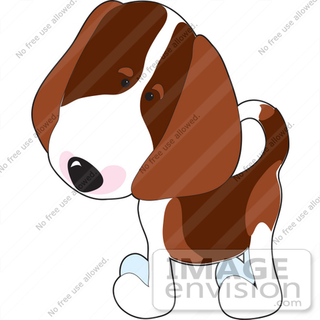 #33530 Clip Art Graphic of an Adorable And Curious Beagle Puppy Dog Tilting His Head by Maria Bell